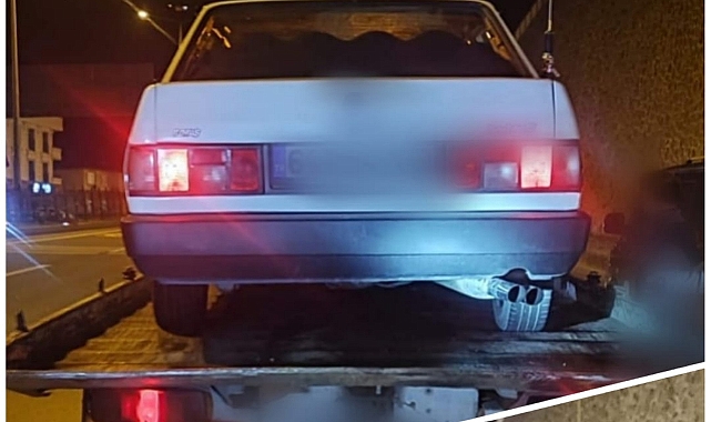 TRABZON'DA ABART EGZOZA CEZA, İKİ ARACA TRAFİKTEN MEN