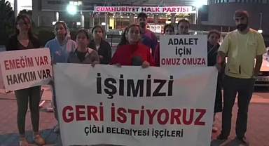 CHP GENEL MERKEZİNDE EYLEM ÇİĞLİ BELEDİYESİ İŞÇİLERİNDEN EYLEM