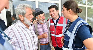 KAYA SAĞANAK YAĞIŞIN VURDUGU MAHALLELERİ İNCELEDİ 