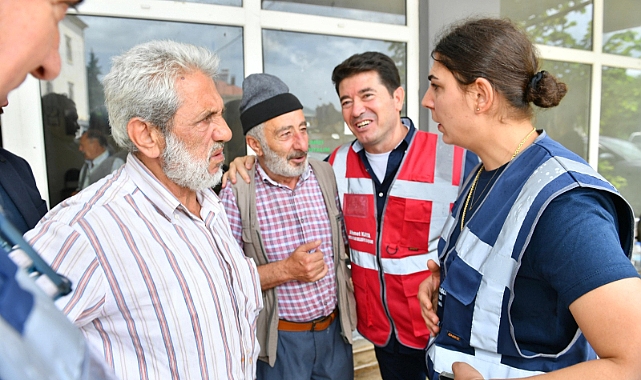 KAYA SAĞANAK YAĞIŞIN VURDUGU MAHALLELERİ İNCELEDİ