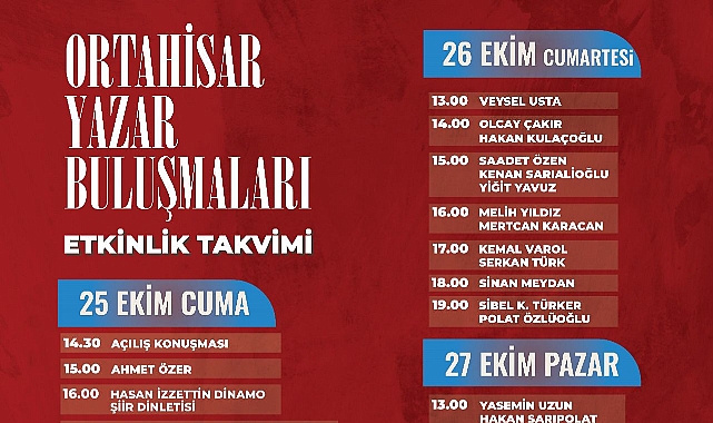 'ORTAHİSAR YAZAR BULUŞMALARI' YARIN BAŞLIYOR