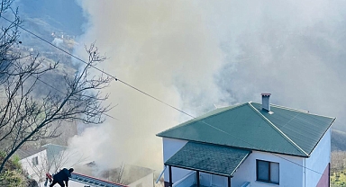 AKÇAABAT'TA KORKUTAN YANGIN