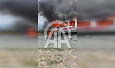 OTOBANDA DEHŞET... KAMYONET ALEV ALEV YANDI