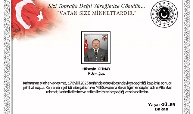 MİLLİ SAVUNMA BAKANLIĞI ACI HABERİ DUYURDU: ŞEHİDİMİZ VAR