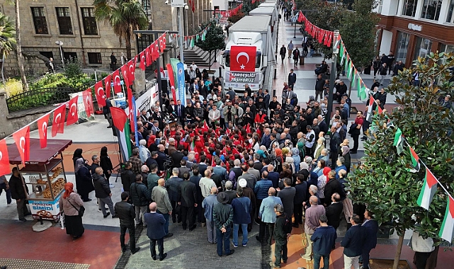 TRABZON'DAN TIR'LAR GAZZE İÇİN YOLA ÇIKTI... UMUDA YOLCULUK