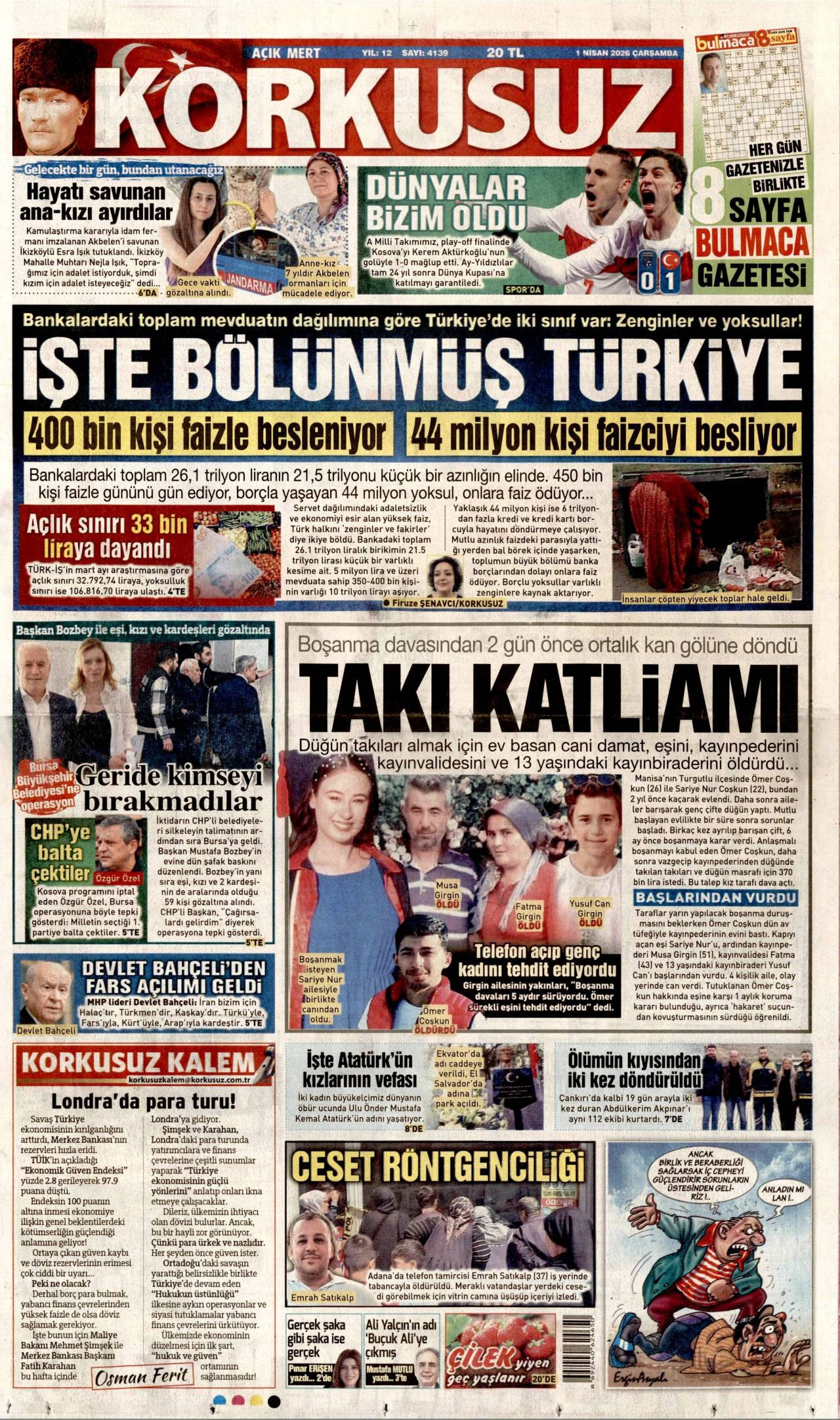 Korkusuz Gazetesi Gazete Manşeti