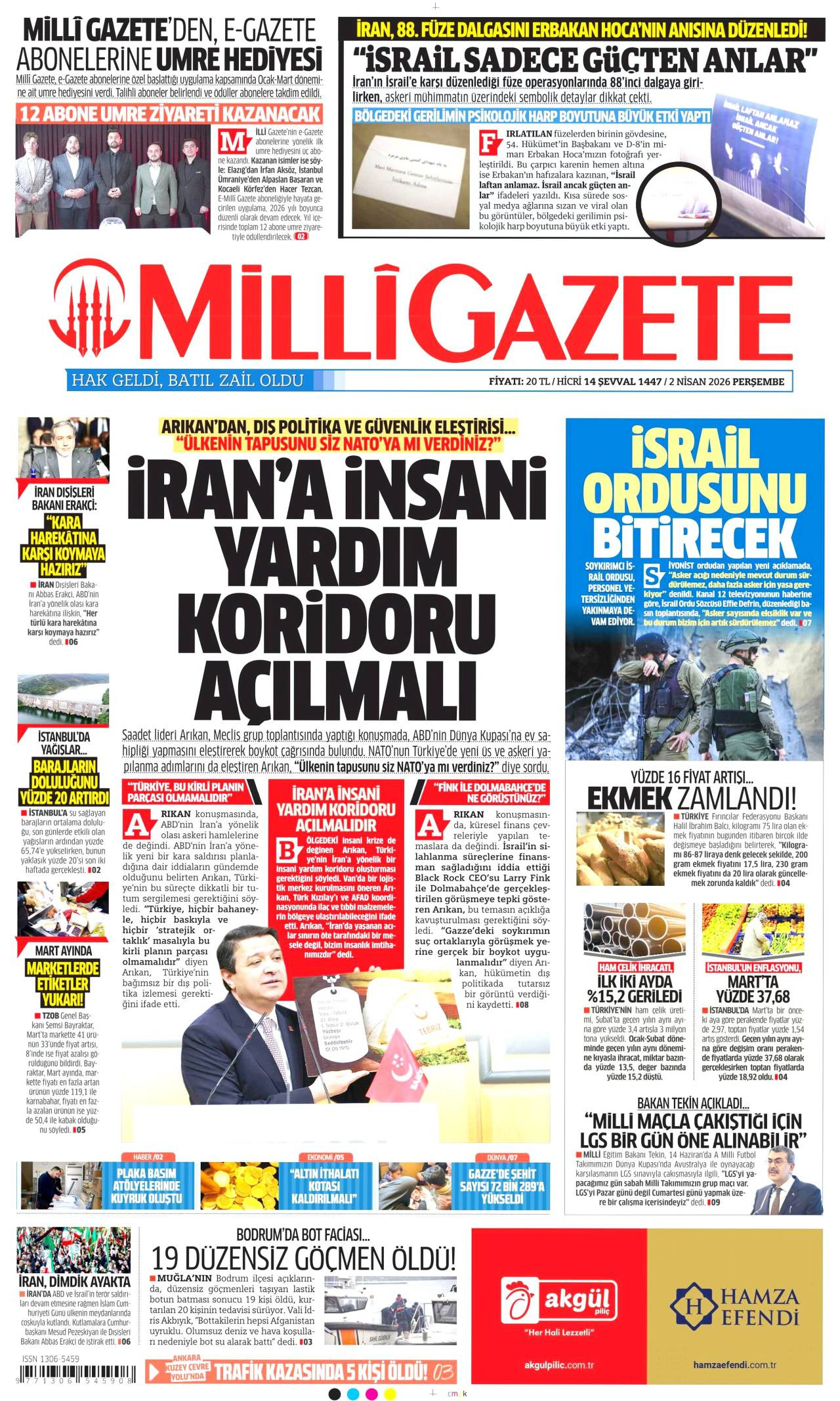 Milli Gazete Gazete Manşeti